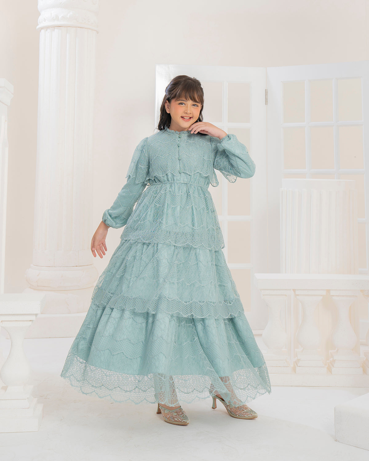 Butterfly Dress Anak in Garden Olive-