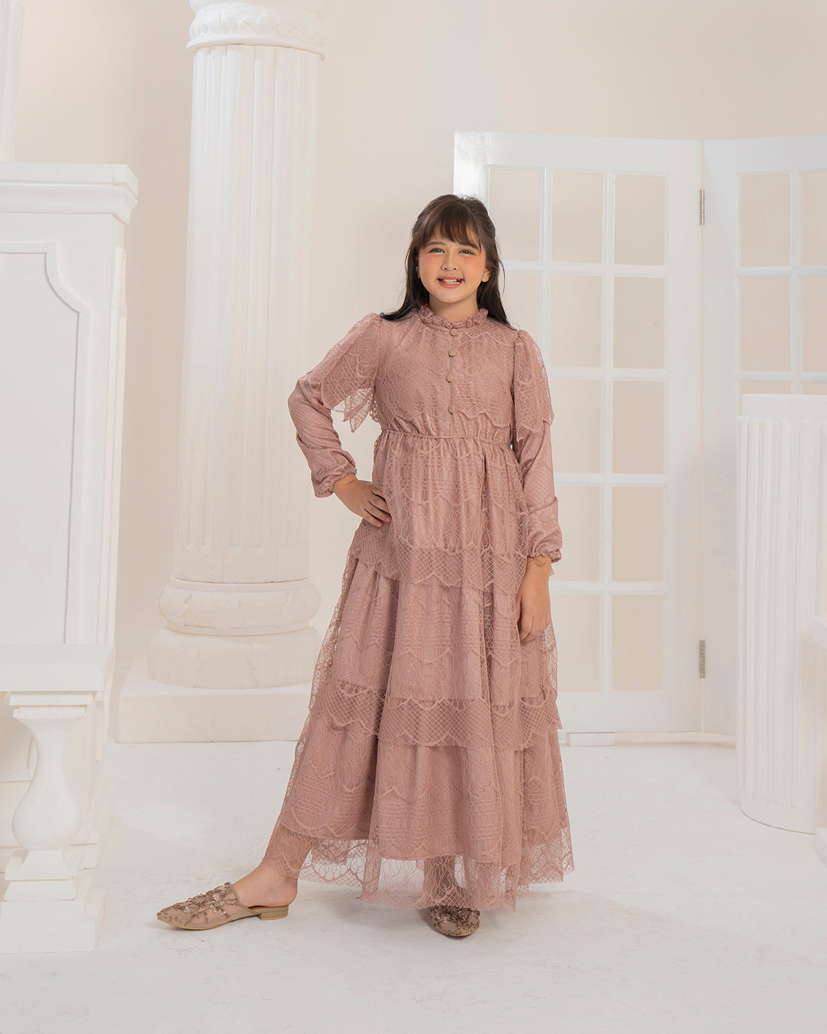 Butterfly Dress Anak in Brown Castle