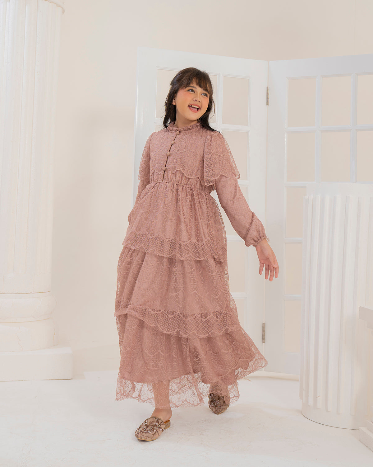 Butterfly Dress Anak in Brown Castle-