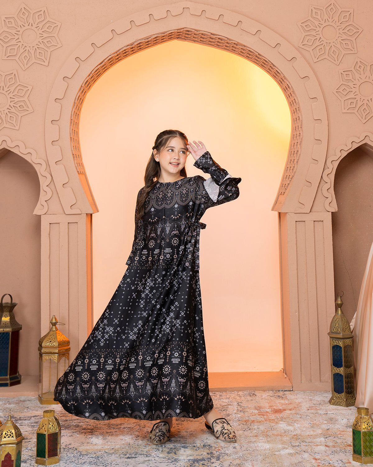 Madinah Dress Anak in Raven Black-