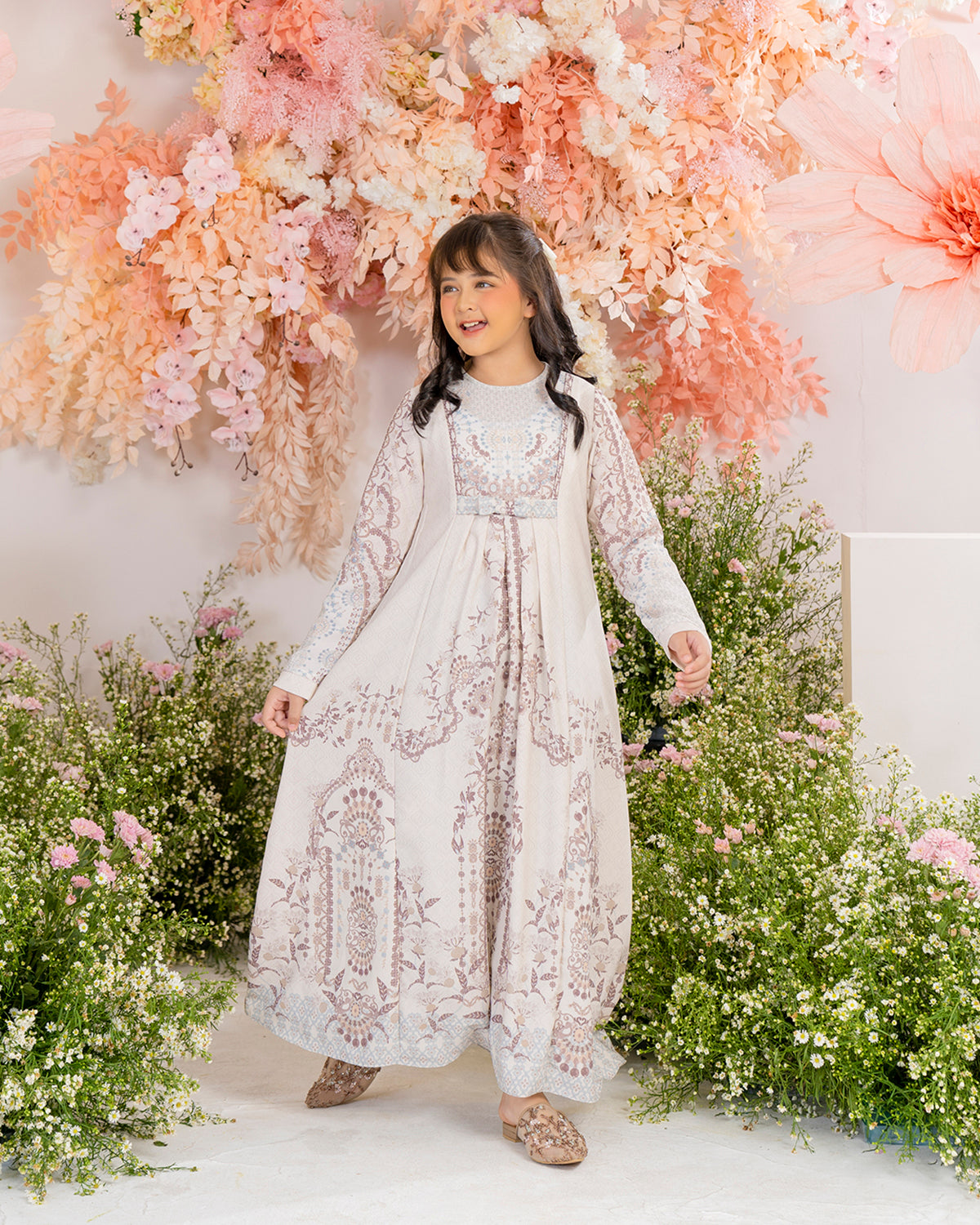Mulia Dress Anak in White Marble-