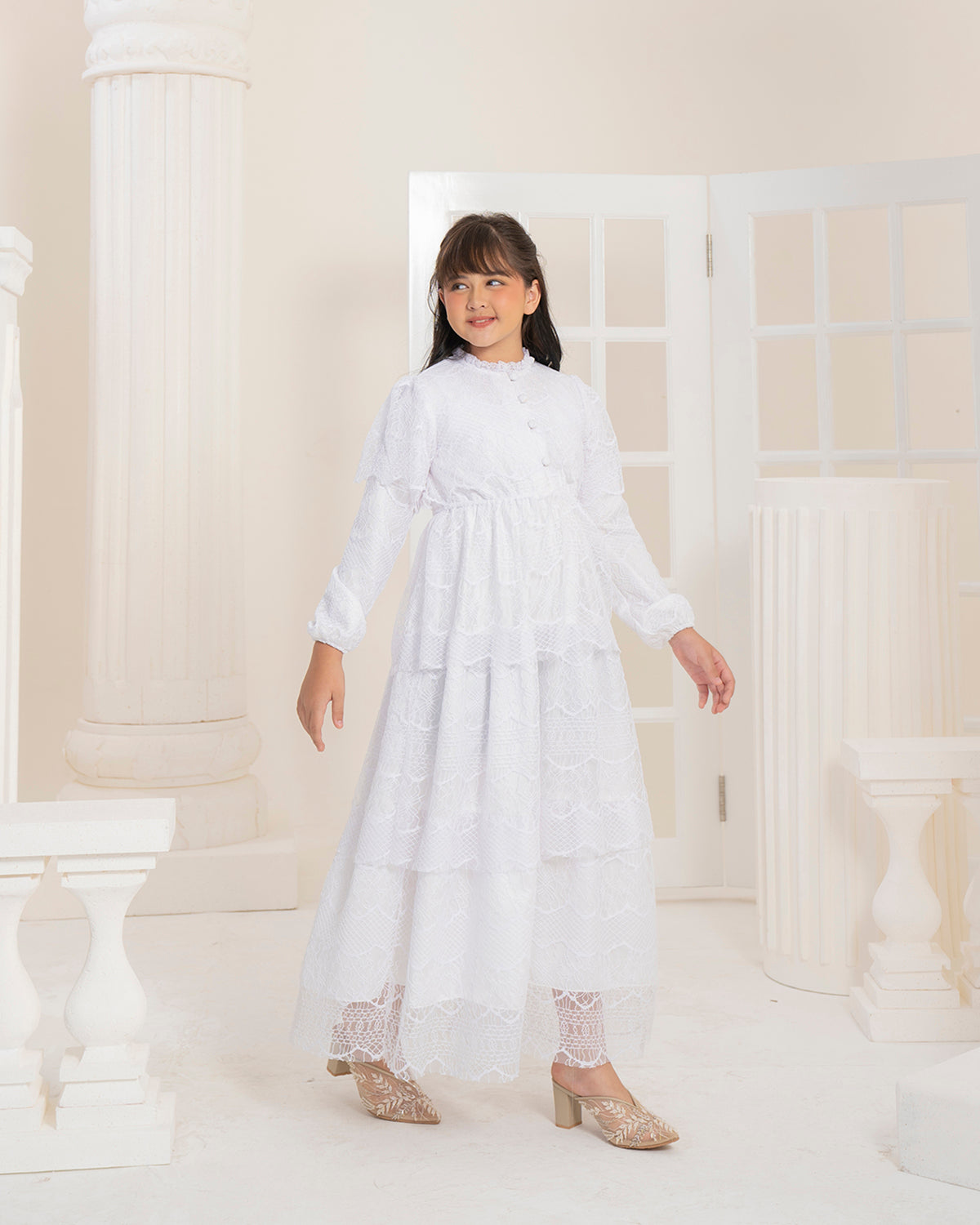 Butterfly Dress Anak in Cloud White