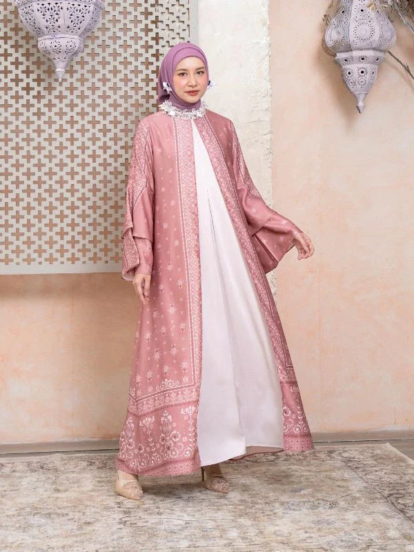 gamis kombinasi polos