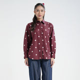 Kemeja Katun Lengan Panjang (Polka Merah)