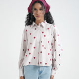 Kemeja Katun Boxy (Polka Putih)