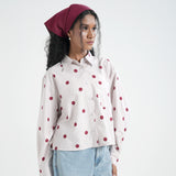 Kemeja Katun Boxy (Polka Putih)