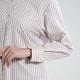 Kemeja Katun Lengan Panjang (Garis Merah)