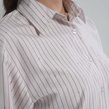Kemeja Katun Lengan Panjang (Garis Merah)