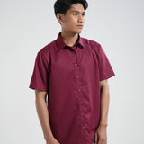 Kemeja Katun Pria Lengan Pendek (Merah)