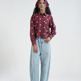 Kemeja Katun Boxy (Polka Merah)