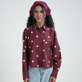 Kemeja Katun Boxy (Polka Merah)