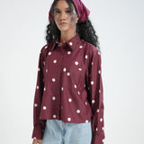 Kemeja Katun Boxy (Polka Merah)