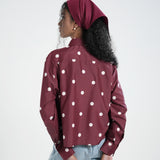 Kemeja Katun Boxy (Polka Merah)