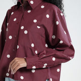 Kemeja Katun Boxy (Polka Merah)