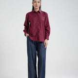 Kemeja Katun Lengan Panjang (Merah)