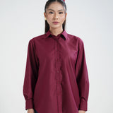 Kemeja Katun Lengan Panjang (Merah)