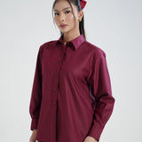 Kemeja Katun Lengan Panjang (Merah)