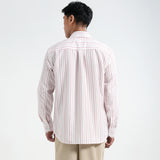 Kemeja Katun Pria Lengan Panjang (Garis Merah)