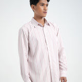 Kemeja Katun Pria Lengan Panjang (Garis Merah)
