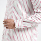 Kemeja Katun Pria Lengan Panjang (Garis Merah)