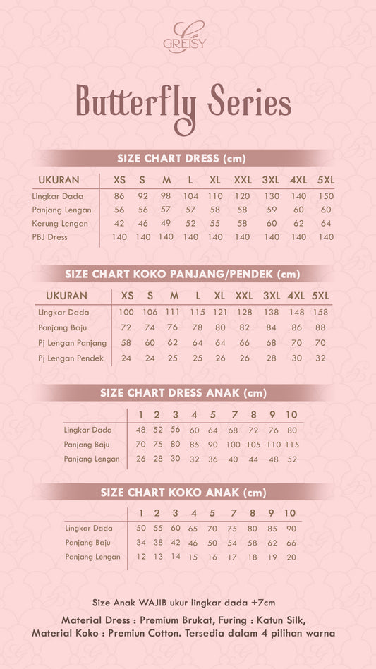 Butterfly Koko Panjang in Candy Rose