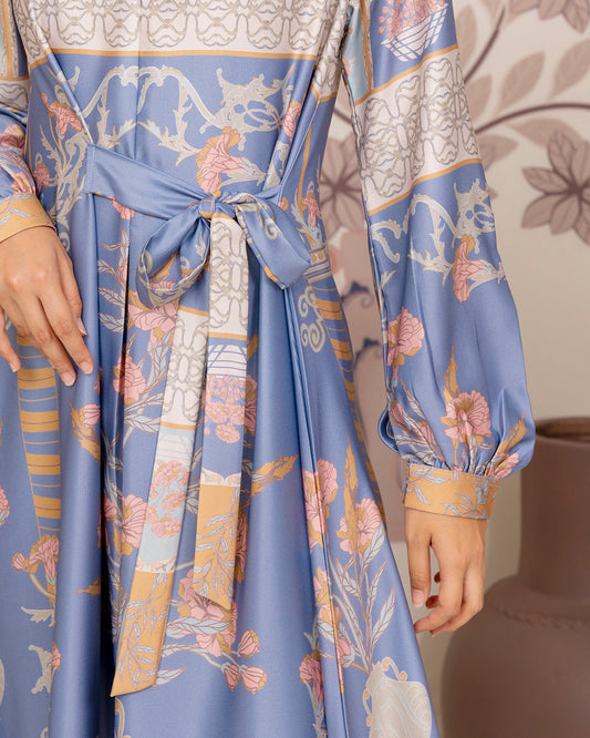 Marygold Dress in Blue Pompom