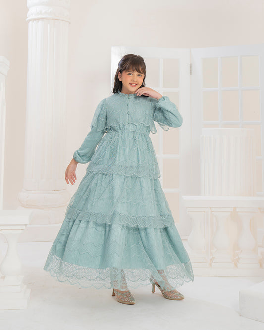 Butterfly Dress Anak in Garden Olive